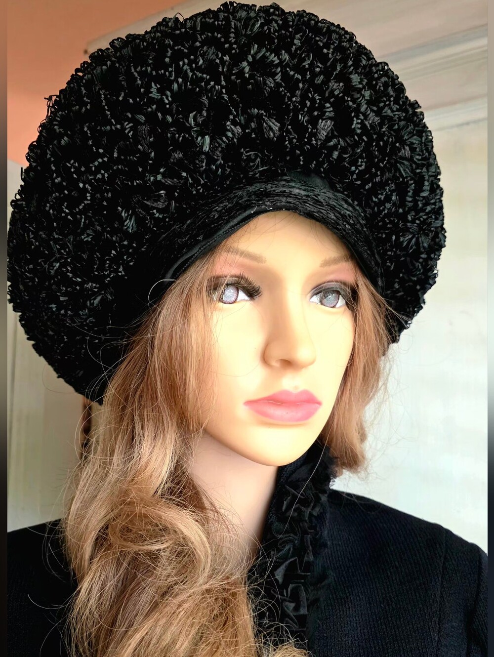 Vintage 1960s Christian Dior Chapeaux Black Bubble Hat